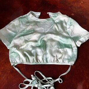 Top shop crop silk shirt